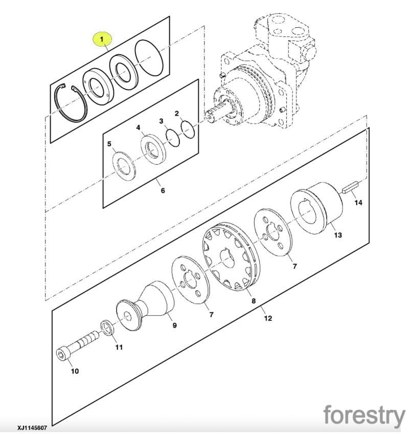 картинка Ремкомплект гидромотора пилы F074896 John Deere