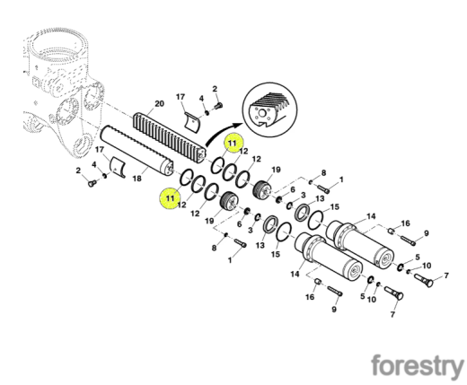 картинка Кольцо поворотного цилиндра F070144 John Deere